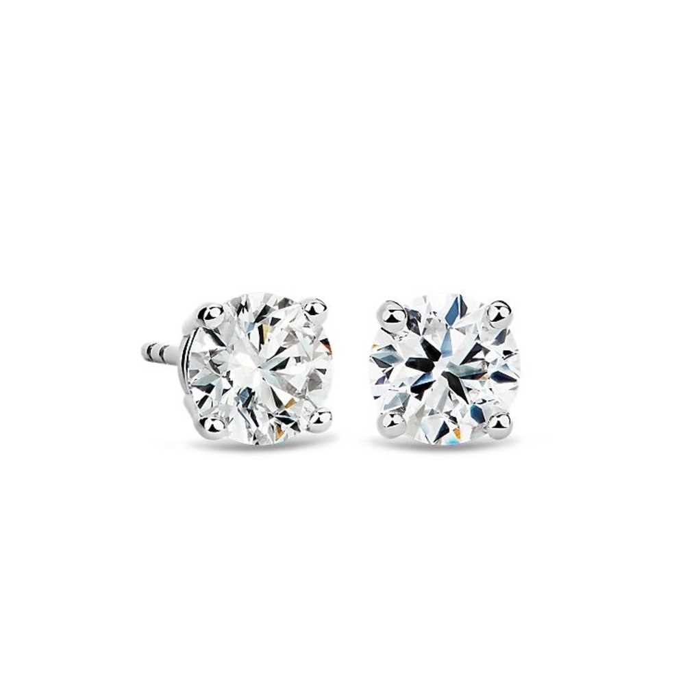 14k 2ct Round Solitaire Earrings - Picture 1 of 11